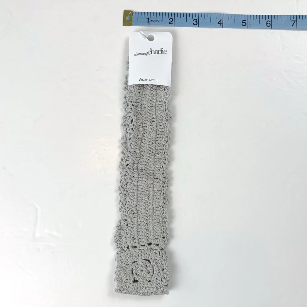 Crochet hair wrap gray women's Charming Charlie crochet headband